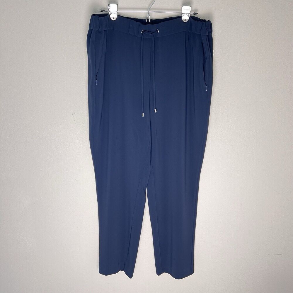 Chico's Size 2 (12 Lg) Navy Relaxed Drawstring Pull On Ankle Pants Casual Travel